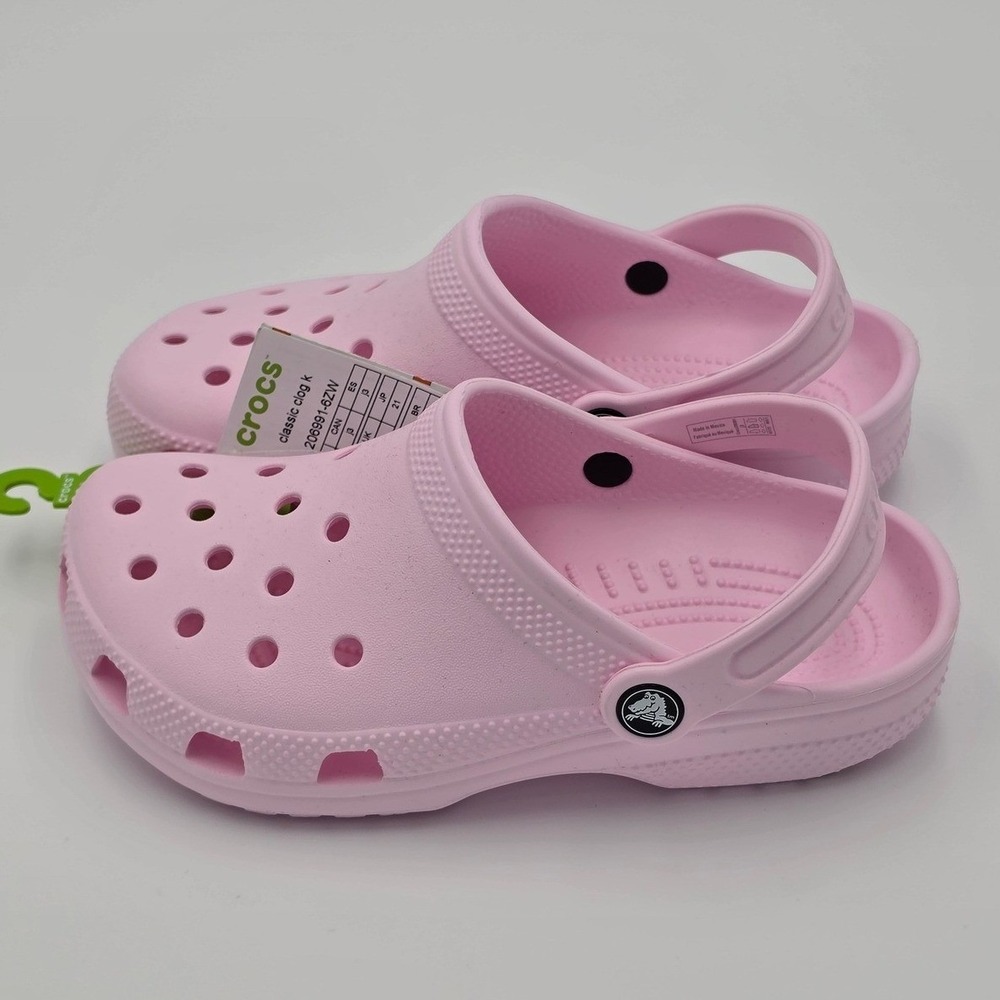 Crocs Classic Clog K Pink Kids Junior Size J3 Slip On Water Shoes, NWT